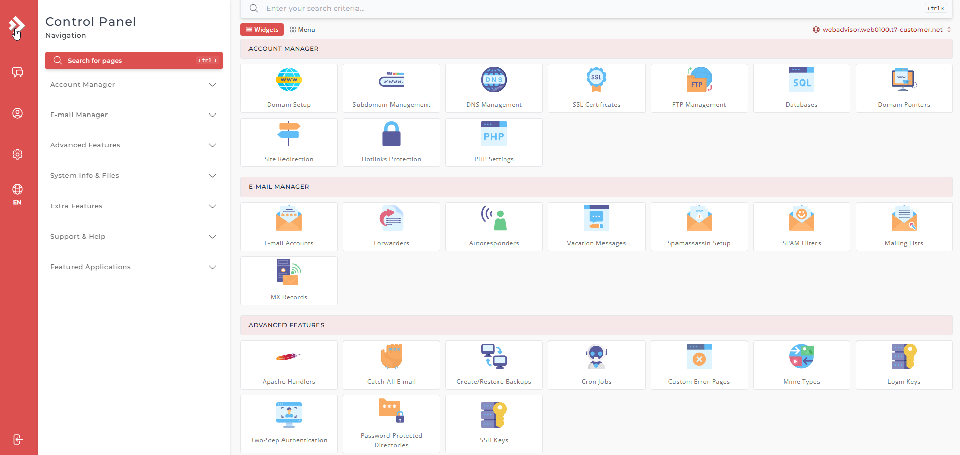 Directadmin weergave Theory7
